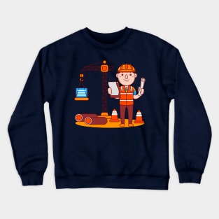 Cute Engineer Cartoon Crewneck Sweatshirt